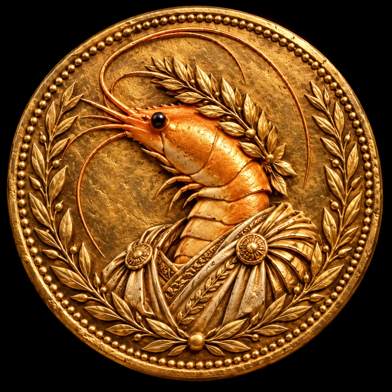 Gold coin bearing the shrimp emperor